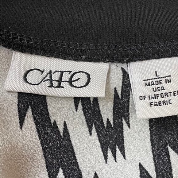 CATO Black Cap Sleeve Aztec Print Draped Tunic Top - Size Large - Picture 4 of 5